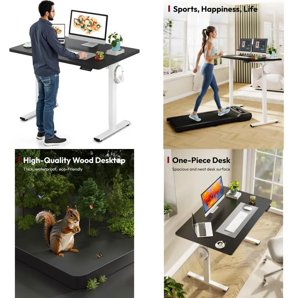 ارتفاع قابل للتعديل مكتب قائم كهربائي 48 × 30 بوصة قطعة كاملة لسطح المكتب مريح 6 أزرار مع راحة طويلة الأمد F