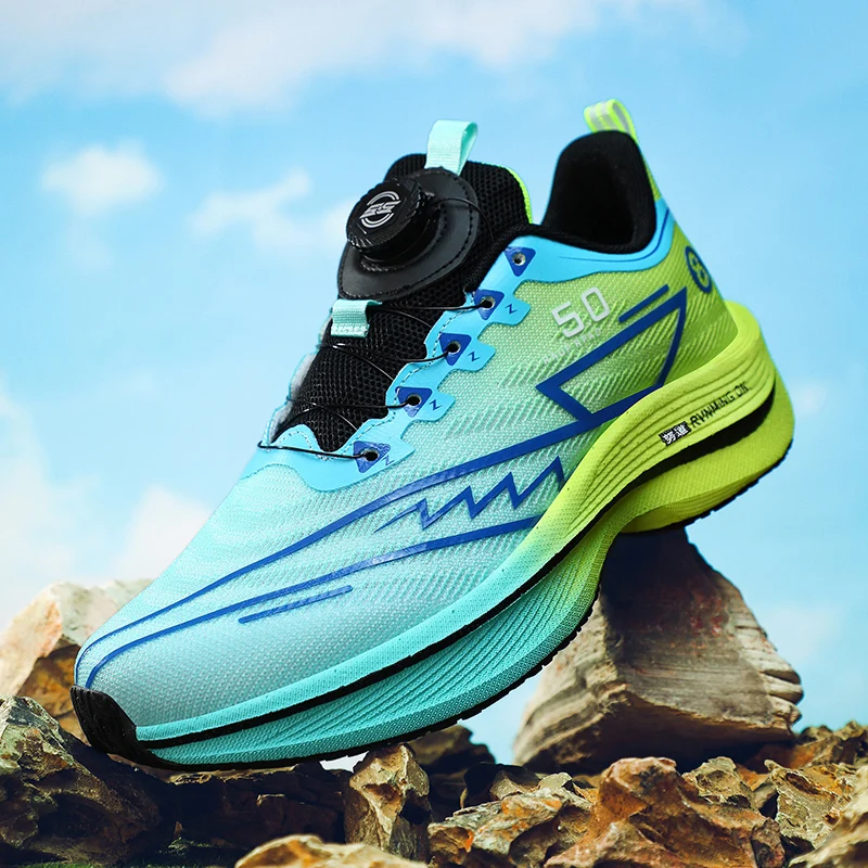 

Running Shoes Men Thick-soled Lightweight Rotating Buckle Anti-slip Mesh Casual Shoes Women Soft Lace-up Sports Shoes Men