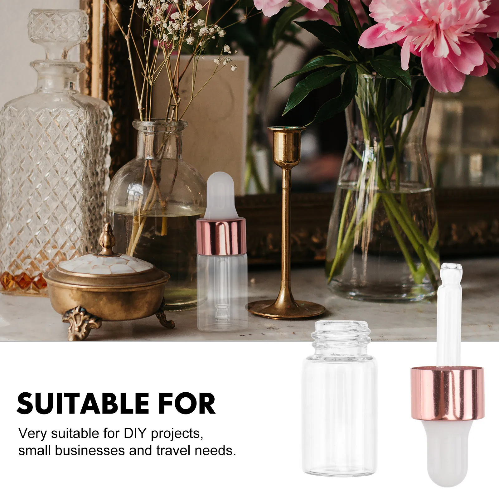 30 قطعة 3 مللي زجاجات قطارة زجاجية صغيرة الحجم حاويات الزيوت الأساسية للسفر المنزلي لا تسرب زجاجة قطارة الزيت العطري