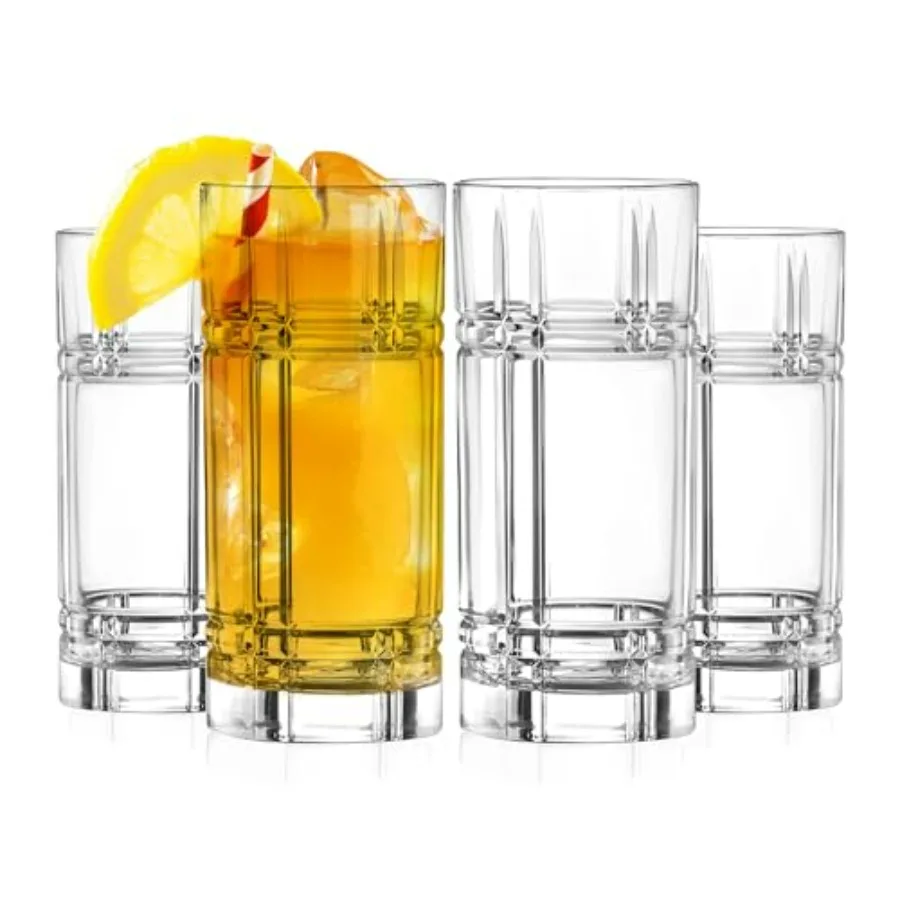 

Highball Glass - Стаканы для питья - Набор из 4 стаканов Hiball - Стеклянный хрустальный стакан - для воды, сока, пива, смешанных коктейлей