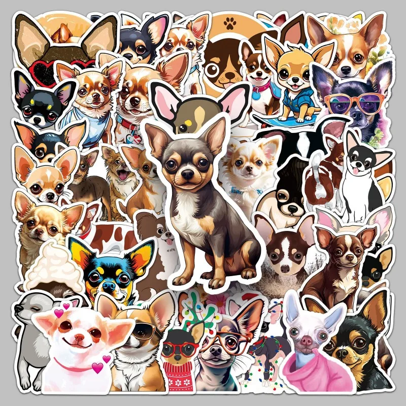 50 Stück Cartoon Persönlichkeit Chihuahua Hund kreative Doodle dekorative Aufkleber