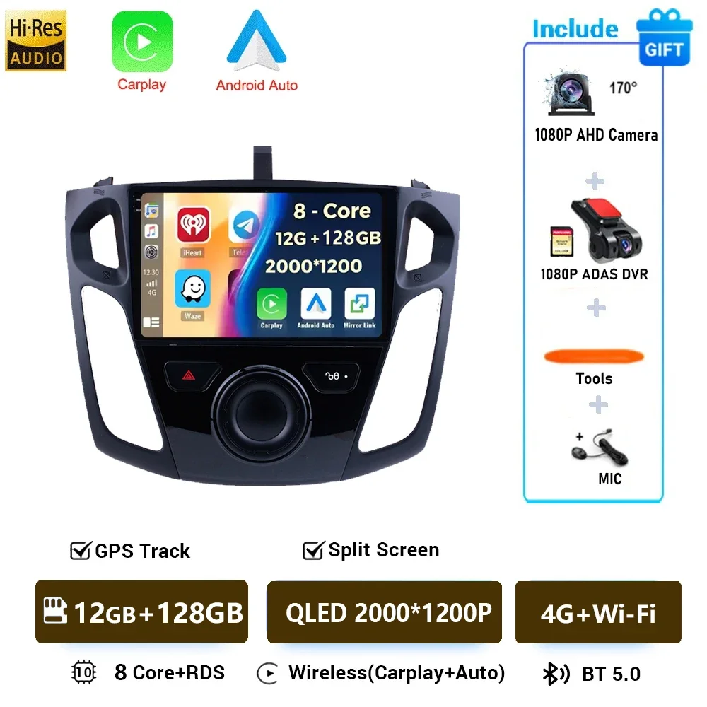 Draadloze CarPlay voor Apple Android Auto Radio GPS voor Ford Focus 3 MK3 2010 2011 2012 2013 2014-2019 multimedia RDS 4G WiFi