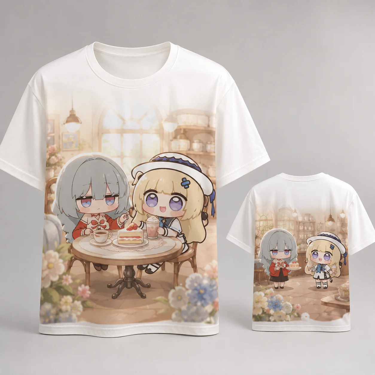 Phoebe Joubi Phrolova Cute Anime Cafe T Shirt Kawaii Girls Dessert Tea Party Graphic Tee Casual Short Sleeve Summer Unisex Top