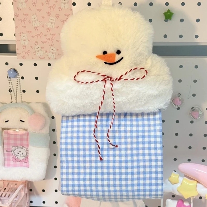 

New Cartoon Snowman Plush Paper Bag Wall Mounted Tissue Box Paper Bag Living Room Storage Creative Cute Bedroom Decoration