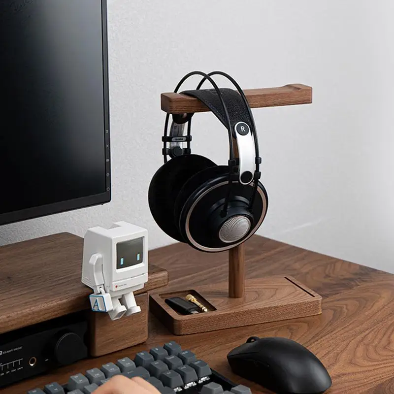 Headphone Stand Wood Walnut Headphone Holder Black Walnut Headphone Hanger Wood Headphone Holder Game Headphone Stand Desk