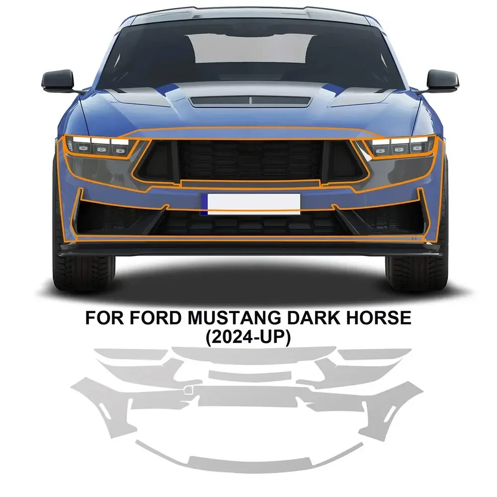 

For Ford Mustang Dark Horse 2024 2025 TPU Pre-cut PPF Kit Scratch-resistant Front Bumper Hood Engine Transparent Protective Film
