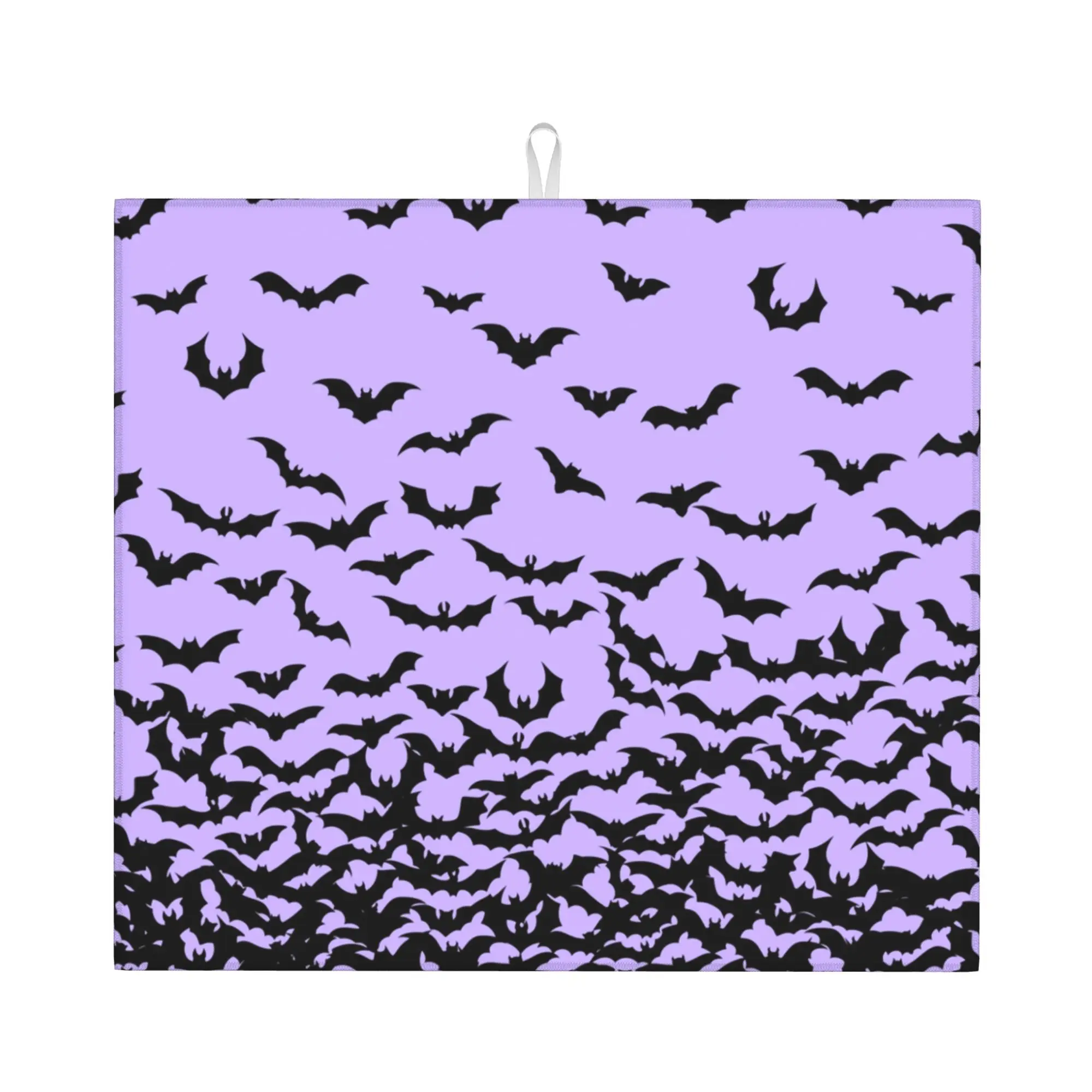 Bats Halloween Goth Occult Witch Non‑Slip Waterproof Absorbent Barware Tableware Oil Proof Reusable Drying Mat For Kitchen