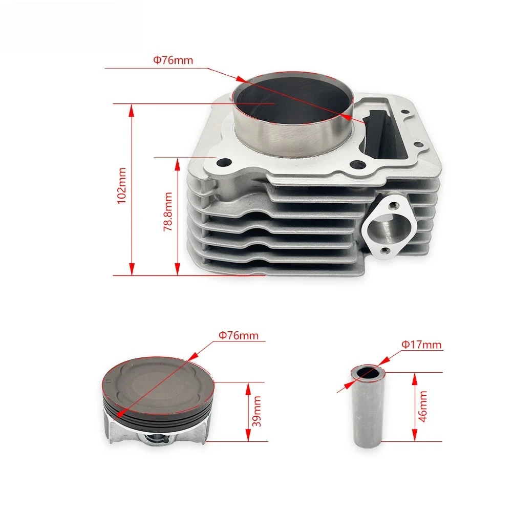 For YB300H 76mm  Cylinder Kit Motorcycle Engine Accessories LONCIN Cylinder Block Cylinder Gasket Piston Ring Kit Engine Parts