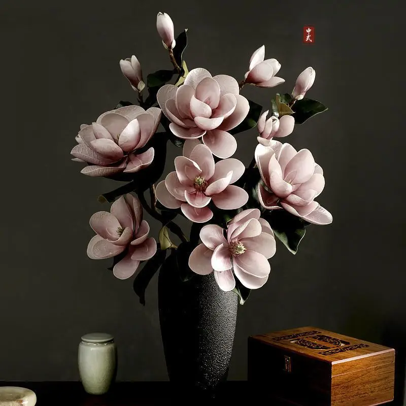 98cm High Simulation of Large Magnolia Flowers 3 Color Chinese Style Flower Arrangement Fake Flowers Floral Art