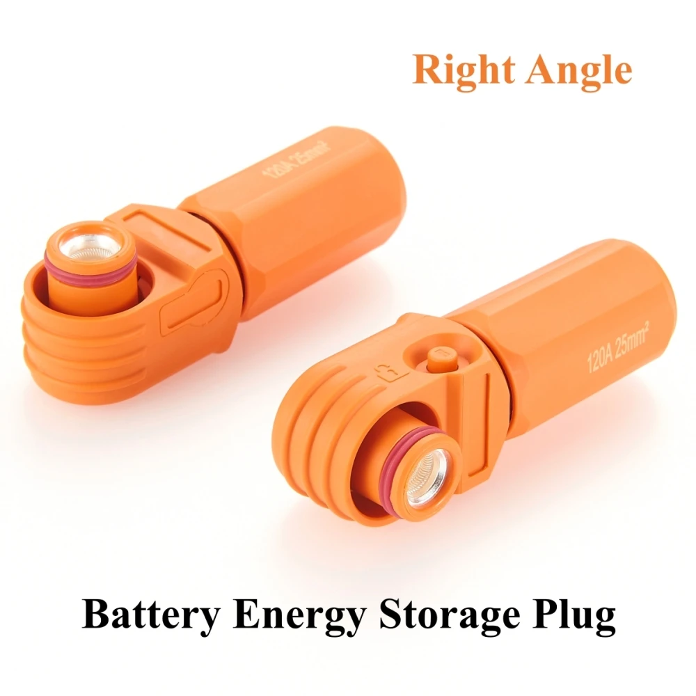 IP67 Waterproof 25mm² 120A High Voltage High Current Battery Energy Storage Connector Right Angle Single Core Plug