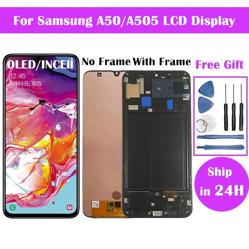 OLED/Incell Pantalla For Samsung A50 Display A505F/DS A505F A505FD A505A LCD Screen Touch Screen Digitizer Assembly Replacement