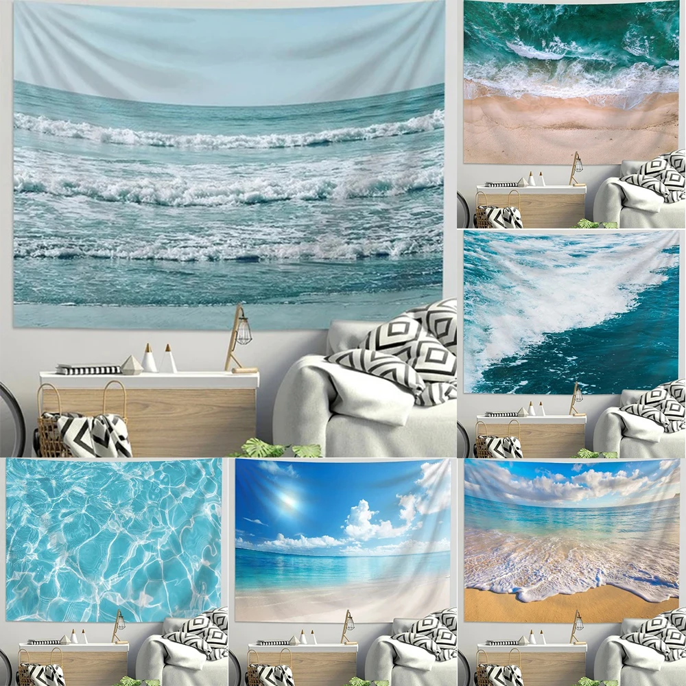 Simple sea tapestry landscape pattern background cloth home decoration dormitory room living room wall hanging cloth