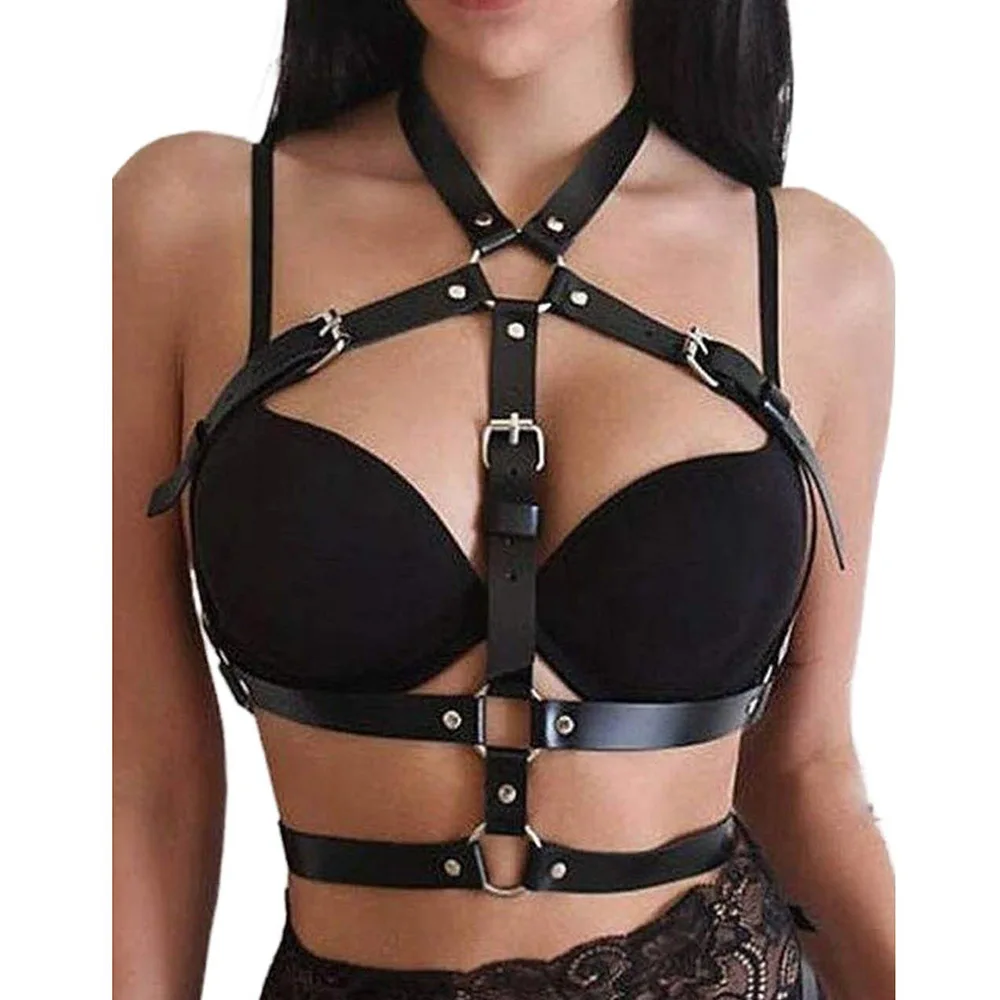 PU Leather Women's Adjustable Belt Underwear Sexy Bondage Lingerie Gothic Suspenders Straps Rock Carnival Costume