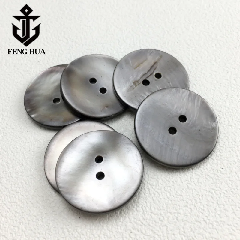 10PC Natural Black Mother of Pearl Shell Grey Round 2-holes Flatback Button DIY Suit Cufflinks Invitation Scrapbook Sewing Decor