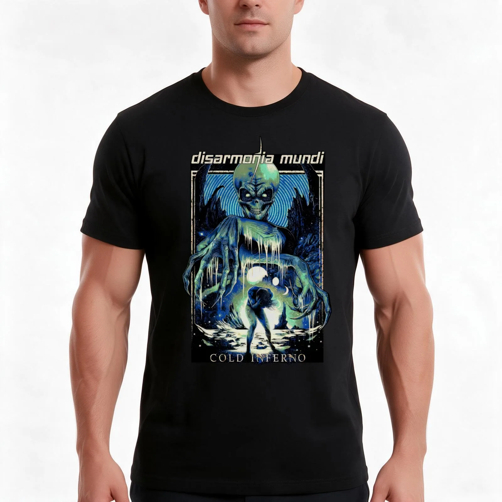 Disarmonia Mundi Cold Inferno T-Shirt, Summer Casual Cotton Tee, Oversized Streetwear Tops, Vintage Graphic Print, 100% Cotton