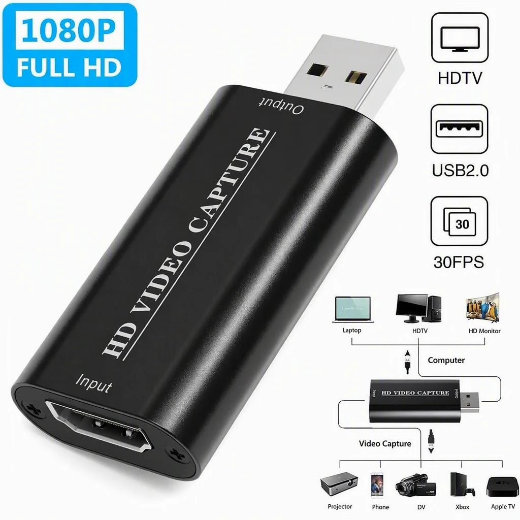 DIGITNOW 4K HDMI Video Capture Card, Cam Link Card, HDMI to USB 2.0 Game Audio Adapter, Record Capture Device for Streaming, Teaching, Gaming, Live Broadcasting, Video Conference [Windows]