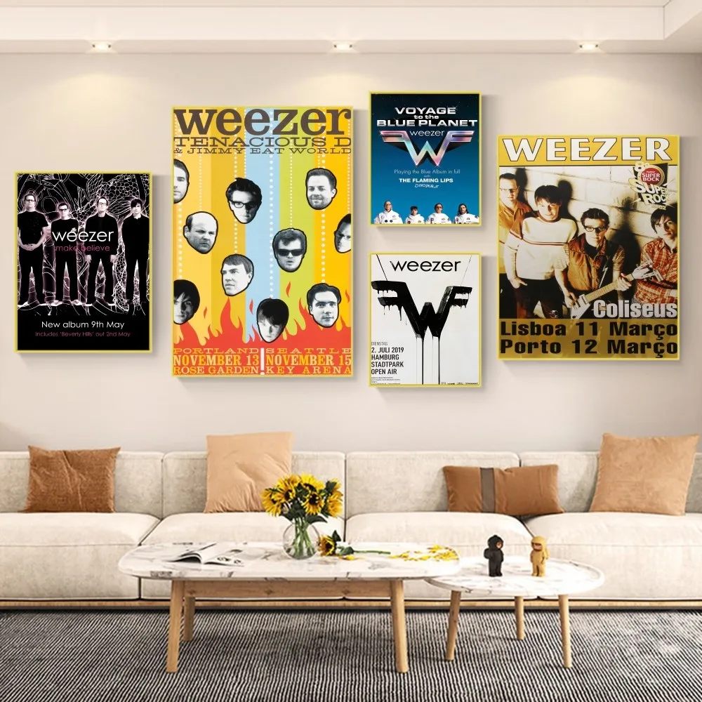 W-Weezer Rock Band DIY Sticky Poster Whitepaper Prints Posters Artwork Vintage Decorative Painting