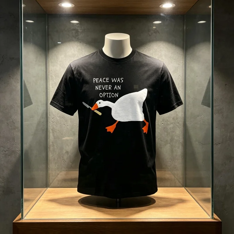 2026 Untitled Goose Games Peace Was Never An Option T-Shirt Short Sleeve Summer Funny Casual T-Shirts Print Graphic Clothing Tee