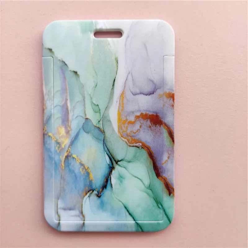 Marble Pattern Lanyard ID Badge Card Holder Office Worker Cardholder Cover Credit Card Case Card Protector Christmas Gift
