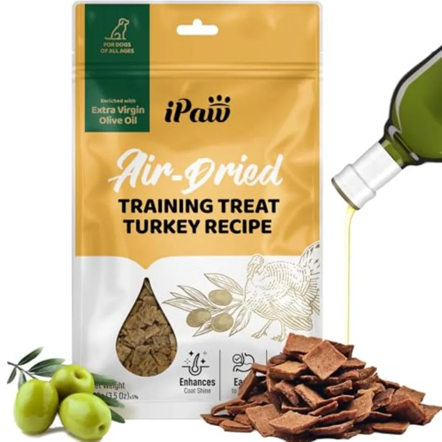 Golosinas para Perros de Pavo Secado al Aire con Aceite de Oliva Virgen Extra, Hechas con Carne de Pavo, Corazón de Pollo y Hígado de Pato, Altas en Proteínas, Suaves