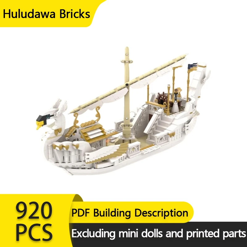 Ring Movie Street View Model MOC Building Bricks A Swan Shaped Boat Modular Technology Gifts Holiday Assemble Children Toys Suit