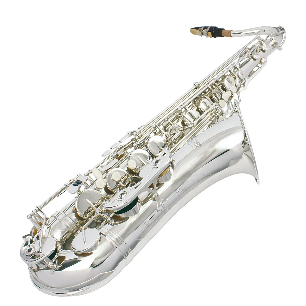 Instrumento De Vento Tenor B Saxofone Liso, Shell Branco, Chave, Prata, Venda Quente