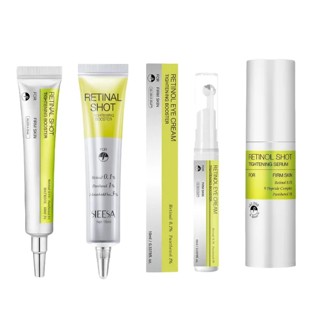 

Retinol Shot Firming Booster Serum & Eye Cream Set 0.1% Retinol Lightweight Quick-Absorbing Deep Hydration Anti-Aging Skincare
