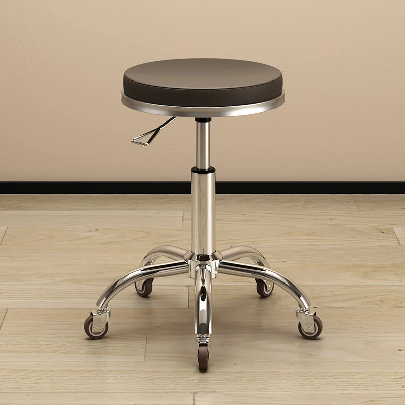 Professional Swivel Salon Stool with Wheels Ottomans Adjustable PU Leather Stylist Chair for Nail Spa Beauty Salon Furniture