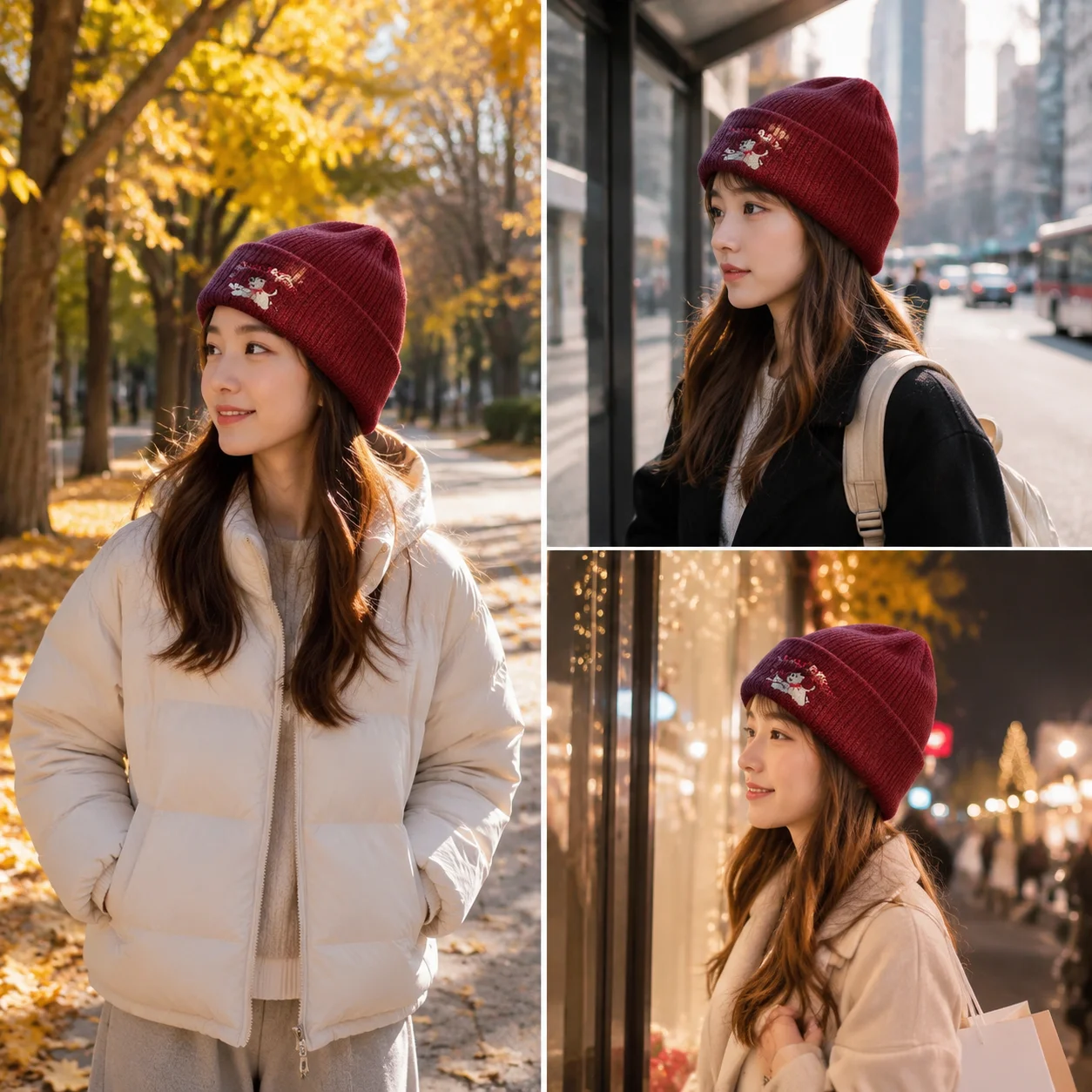 Beanie Hat Cute Wintery Casual Wear for Women Teens 3D Dog Embroidery Thermal Knit Skull Cap Warm Soft Acrylic Cotton Blend