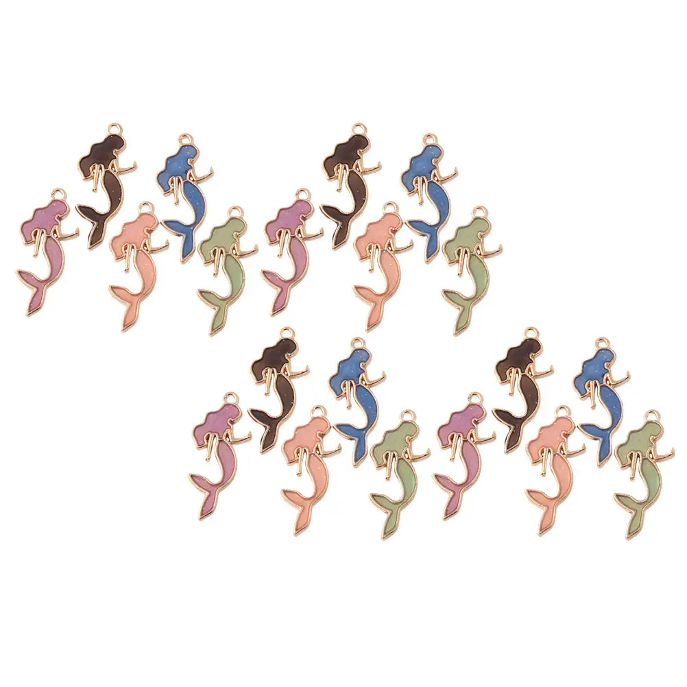 

50Pcs Alloy Mermaid Pendants Jewelry Charms for DIY Jewelry Making Bracelet Keyring Craft Projects Bright Color Fine Workmanship