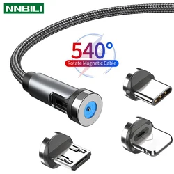 540 Rotate Magnetic Cable Fast Charging Magnet Charger Micro USB Type C Cable Mobile Phone Wire Cord For iPhone Xiaomi