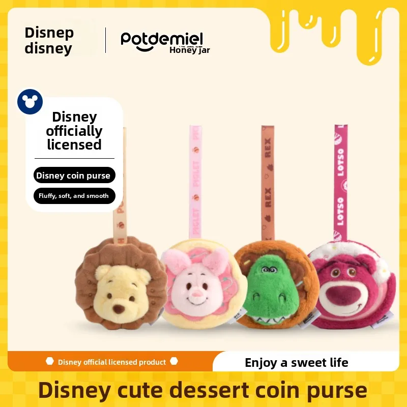 Simpatico portafoglio in peluche con personaggi Disney - Honey Pot Pooh Piglet Lotso Ornamento per borsa multiuso, regalo quotidiano carino più venduto per lei