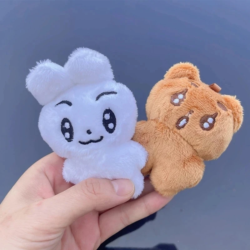 New 5pcs TXT Dolls Kpop Cartoon Soobin Beomgyu Same Plush Keyrings Q Styles Tutu Bar Two-Bar Doll Keychain Rings Bag Pendants