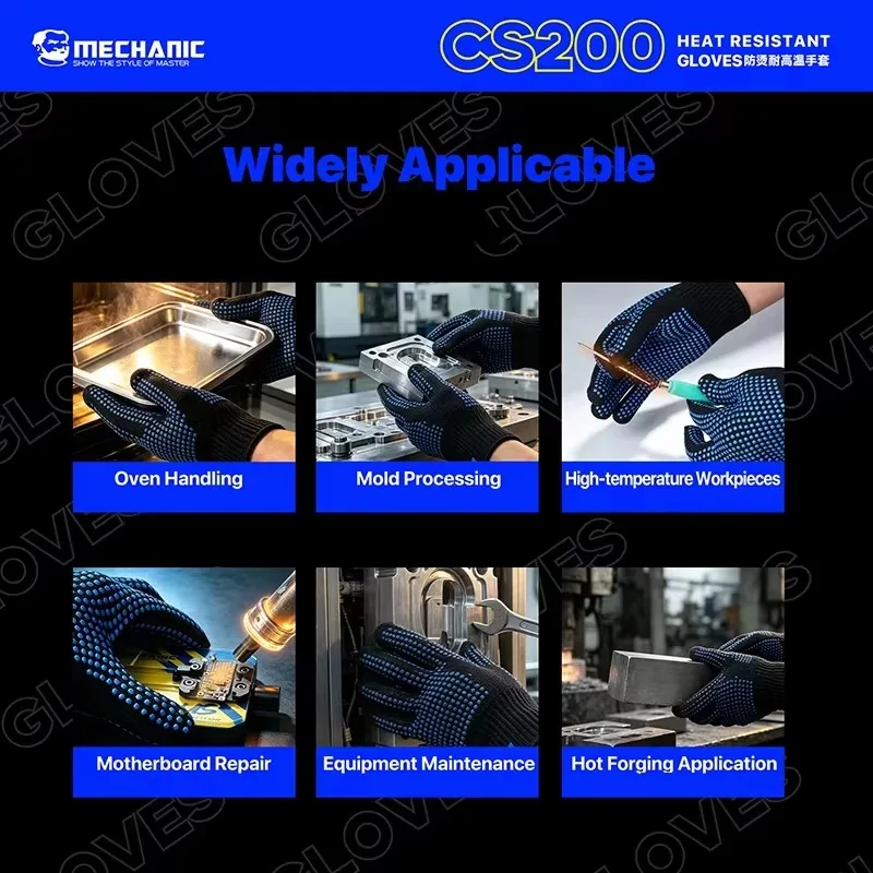 MECHANIC Heat Resistant Anti-scald Gloves Non-slip Breathable High Temperature Protection Gloves For Phone Soldering Repair Tool