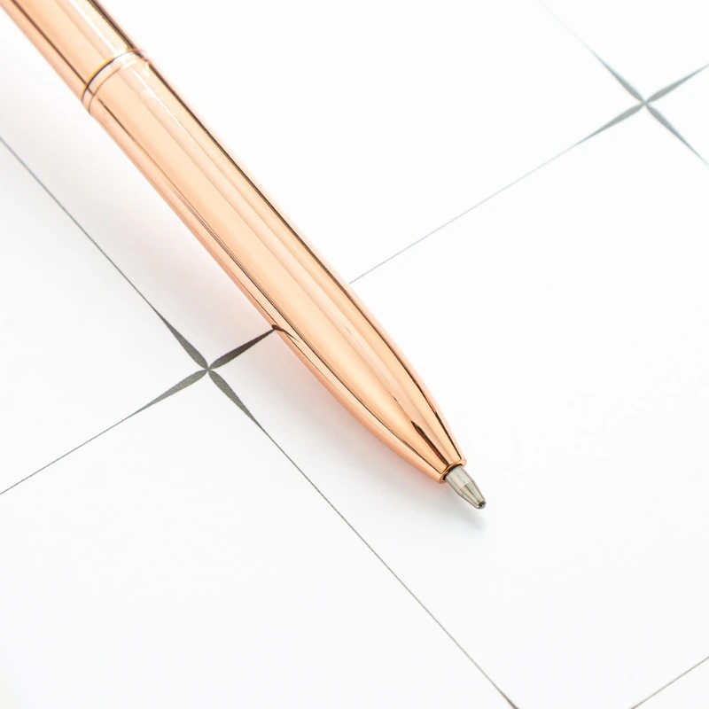 ปากกาลูกลื่นบีบอัดความแปลกใหม่ Rose Gold ปากกาลูกลื่นสำหรับนักเรียนผู้ใหญ่