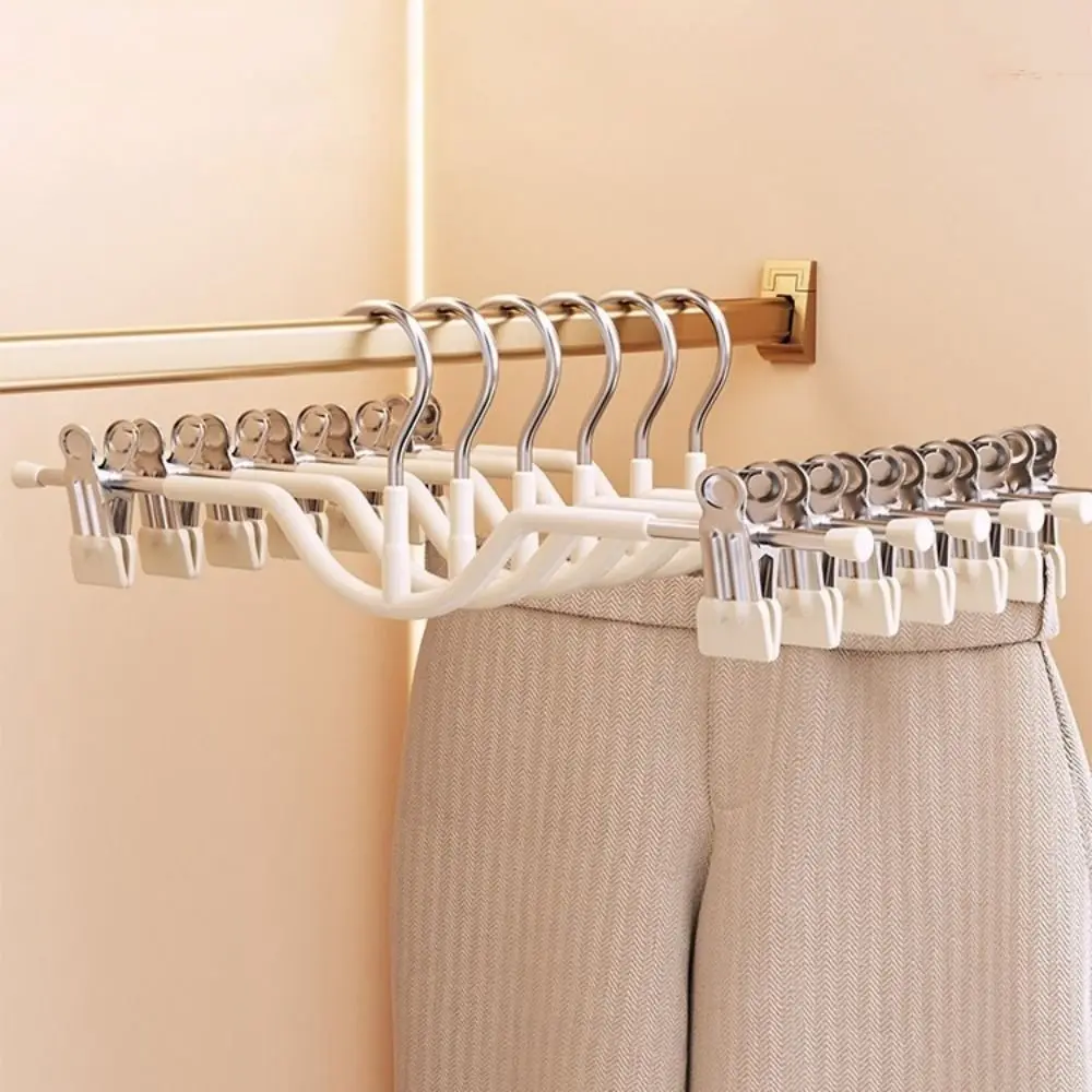 10PCS Stainless Steel Short Neck Trouser Clip PVC Dipped Non-slip Pants Hangers Traceless Windproof Clothes Drying Rack Jeans