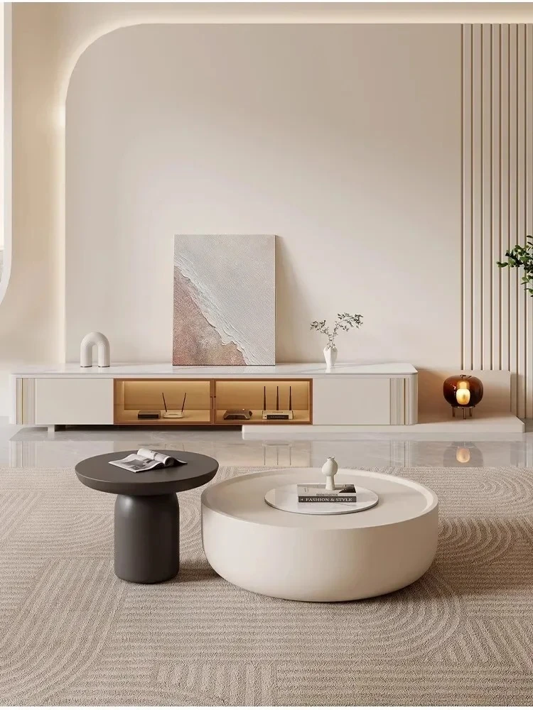 

X188Cream Style round Tea Table Combination Living Room Home Small Apartment French Entry Lux Modern Minimalist Design