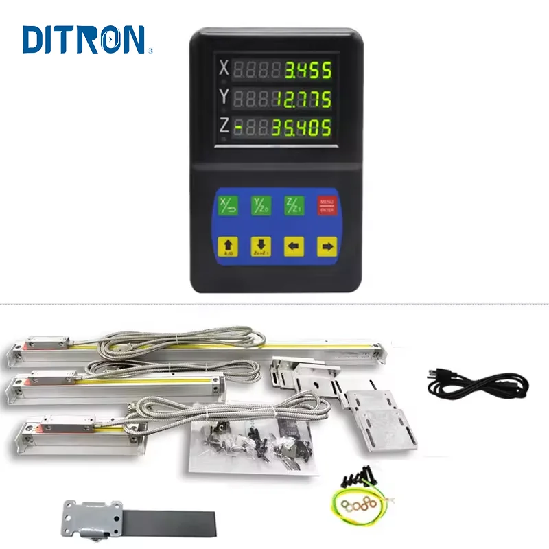 DITRON Dro 1/2/3 Axis Digital Readout Kit 50-1000mm Optical Grating Ruler Linear Glass Scale Encoder for Lathe Milling Machine