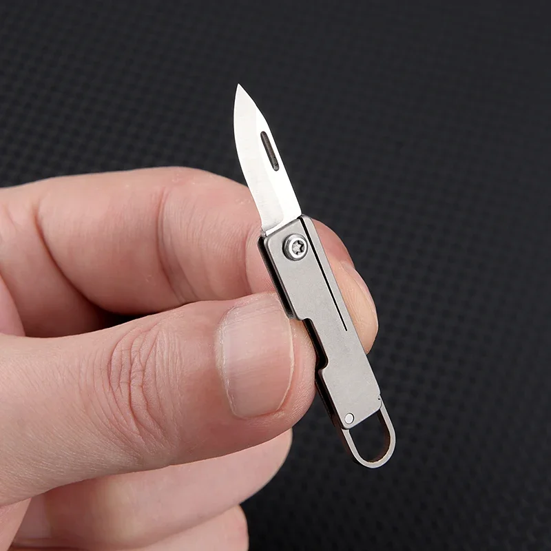 Imagem -05 - Titânio Liga Mini Faca Pingente Chaveiro Unboxing Portátil Sharp Mini Faca Dobrável