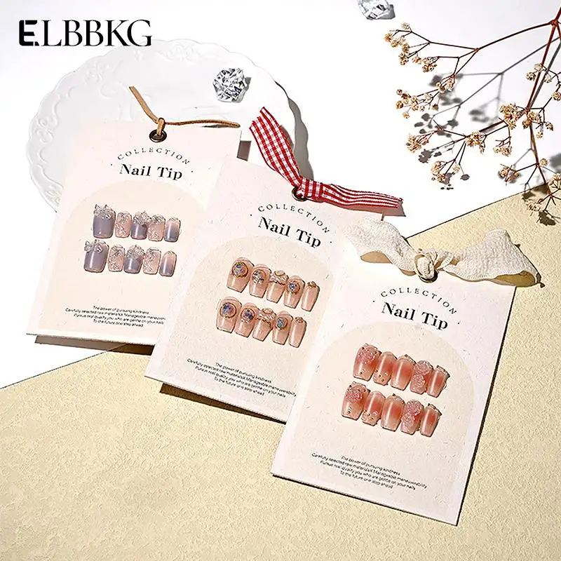 

10PCS Press-On Nail Packaging Display With Tie Bags Handmade False Nail Design Swatch Show Card Manicure Sample Display Salon