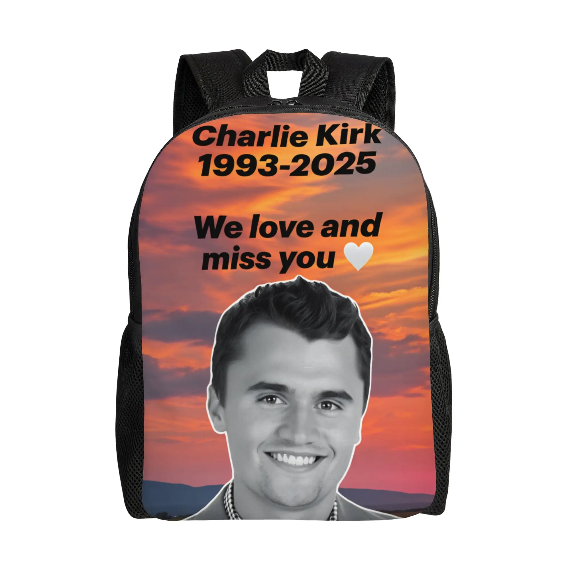 Rest in Peace Charlie Kirk Legends Backpack  Teen Polyester Cycling Backpacks Soft Fun School Bags Rucksack