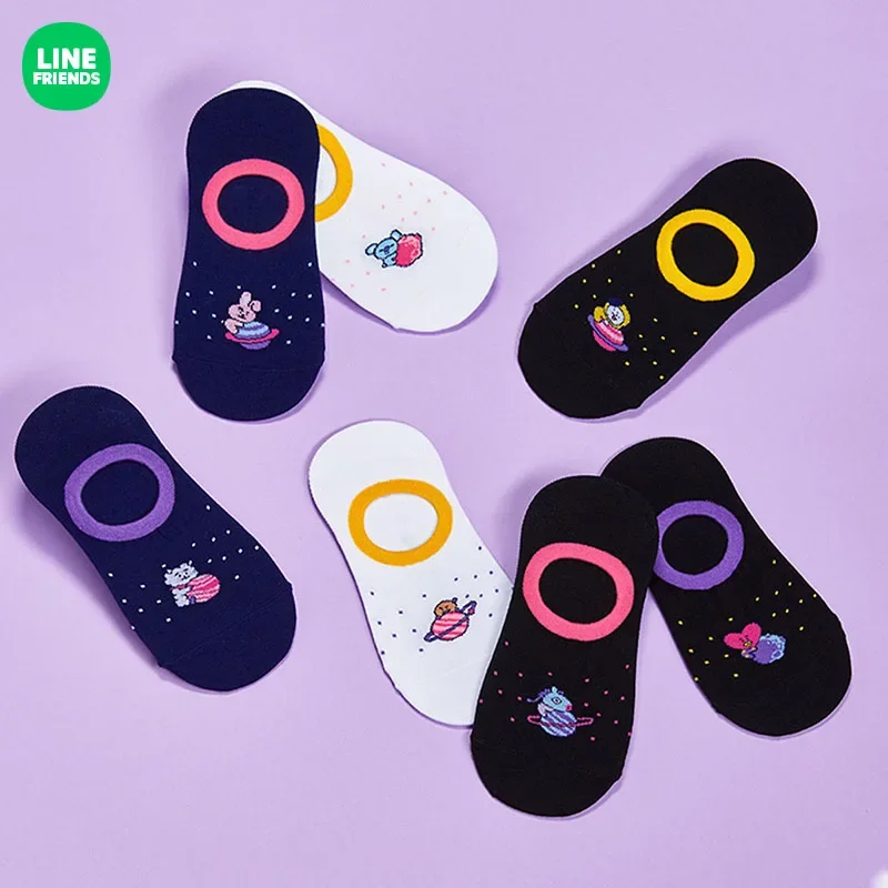 Line Friends Original Bt21 Cartoon Cotton Invisible Socks Kawaii Chimmy Tata Cooky Summer Cotton Comfortable Boat Socks Gift Toy