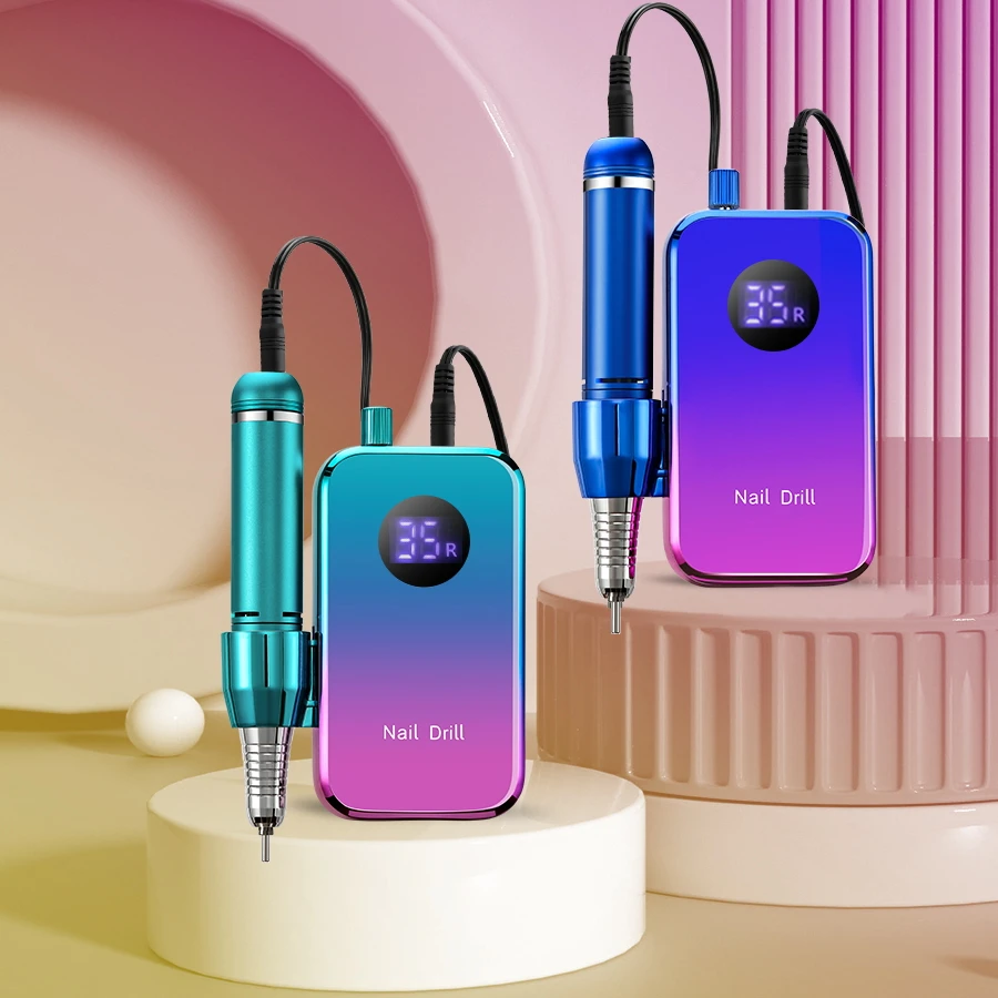 Professional 35000RPM Portable Electric Nail Drill Machine Display Nails Sander For Acrylic Gel Polish Rechargeable Nail Tool
