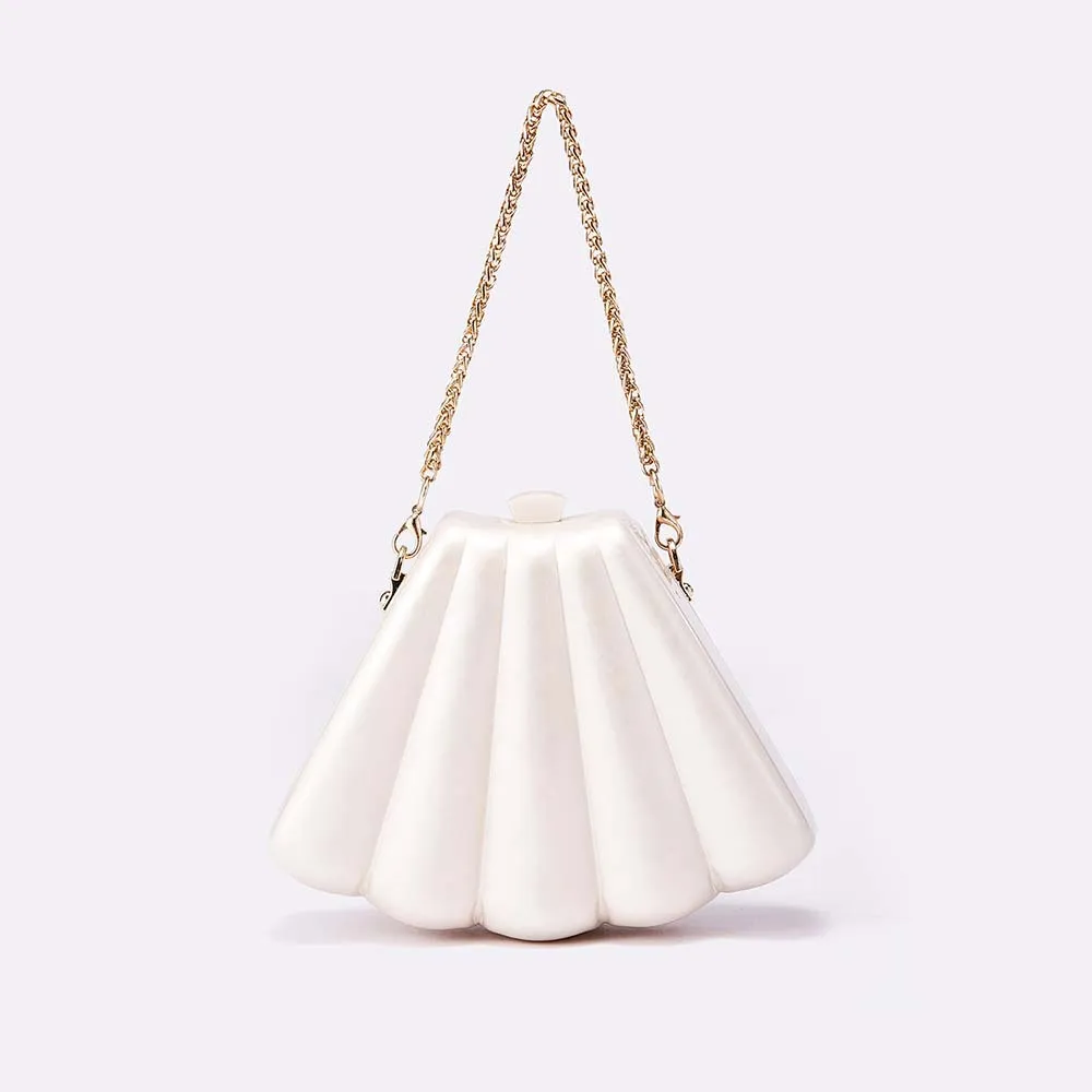 

Exquisite Shell Shape Evening Clutch Stylish Classy Unique Glamorous Refined Pearl-Like Chic For Dinner Party Banquet Wedding