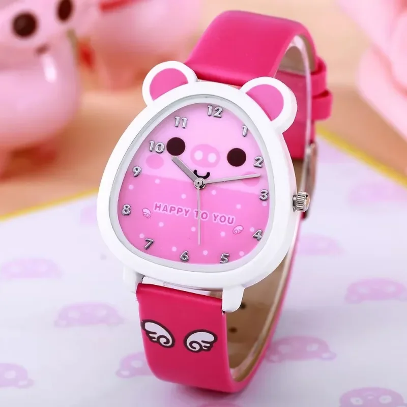 Orologio per bambini carino Orologio con cinturino in pelle PU Orologio al quarzo semplice stile coreano dei cartoni animati Studenti Jelly Quadrante digitale Relogio Mujer