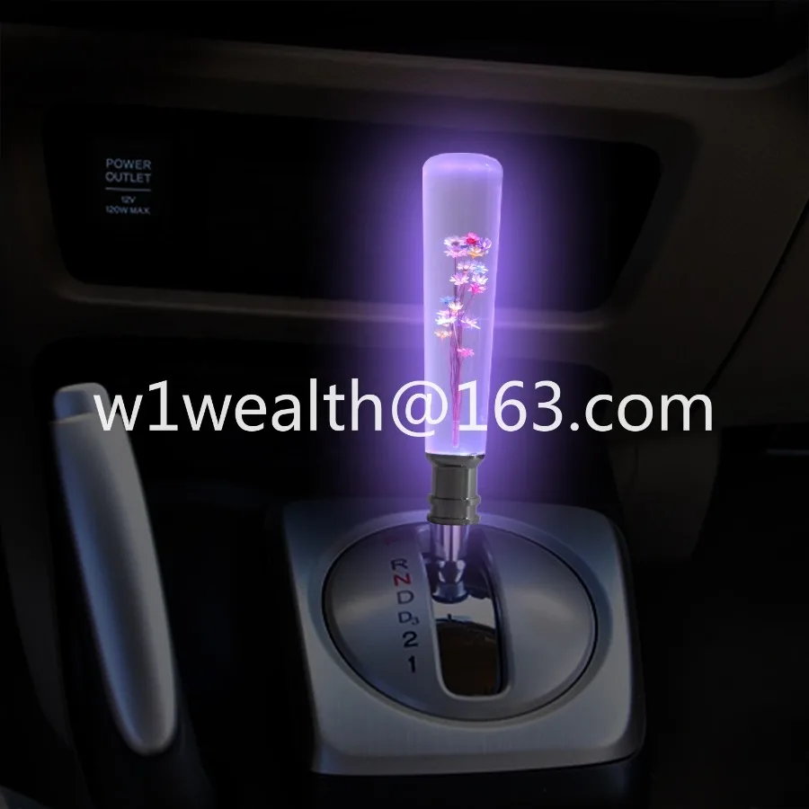 Universal Light Emitting Diode Light Shift Knob Seven Color Flower Transparent Acrylic 20cm Resin Shift Knob