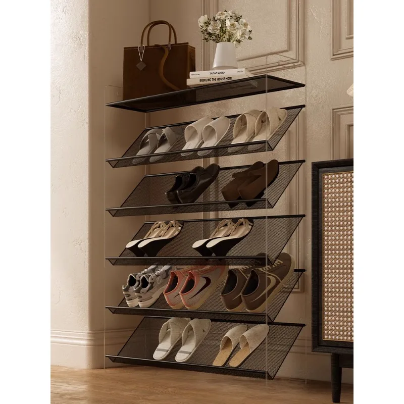 Oblique acrylic shoe rack, simple for home use, shoe rack can be placed at the entrance, and storage rack next to the corridor