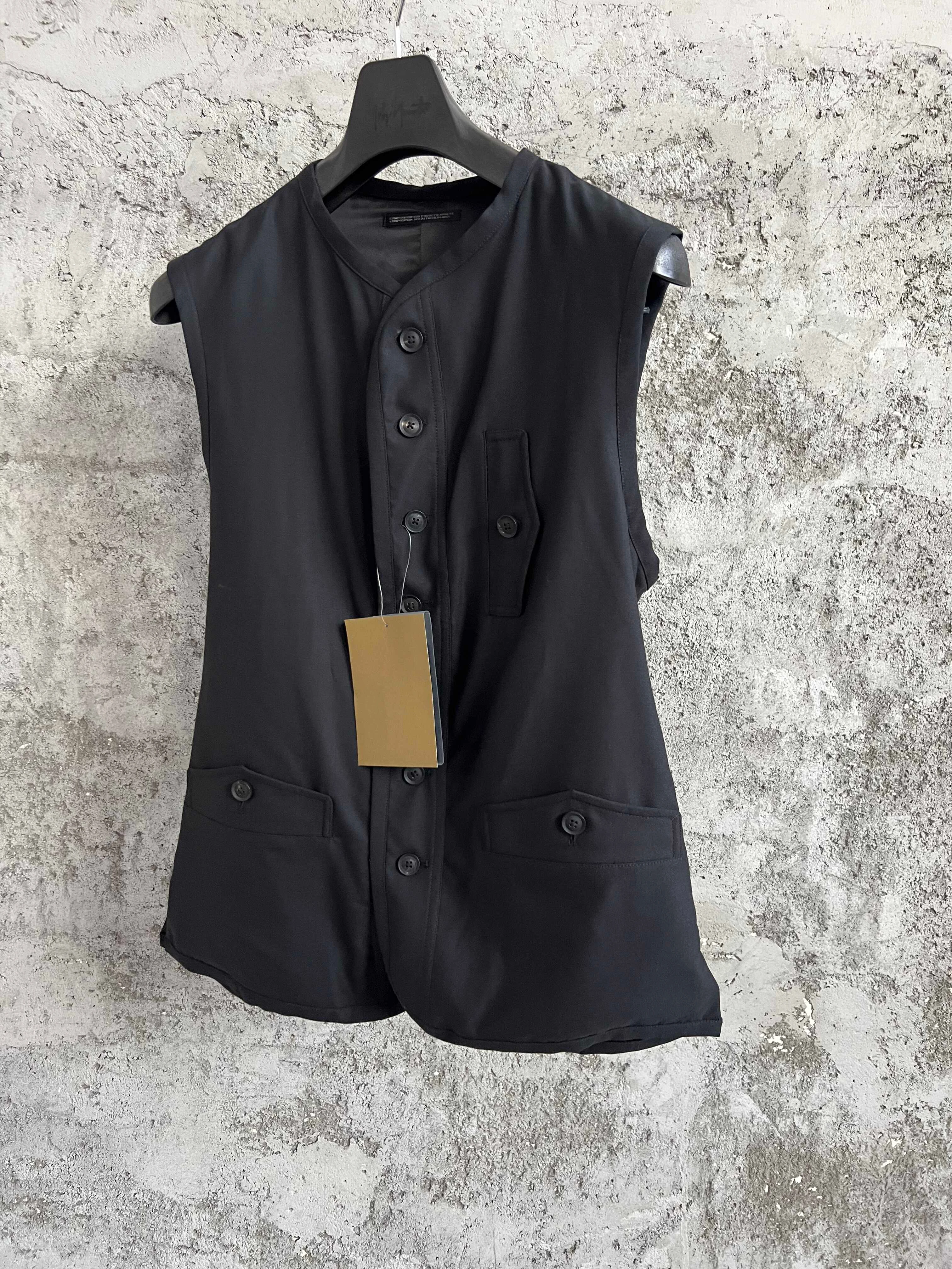 TOP-YAMAMOTO giacca in lana con clip corta stampata in lino