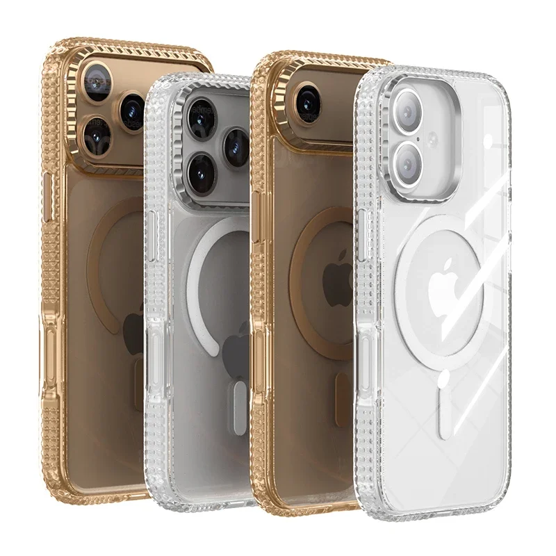 جديد مضاد للسقوط لهاتف آيفون 17 Air 17Pro 17 Pro Max حافظة مغناطيسية شفافة مضادة للصدمات شحن لاسلكي غطاء خلفي من الزجاج المقسى #2