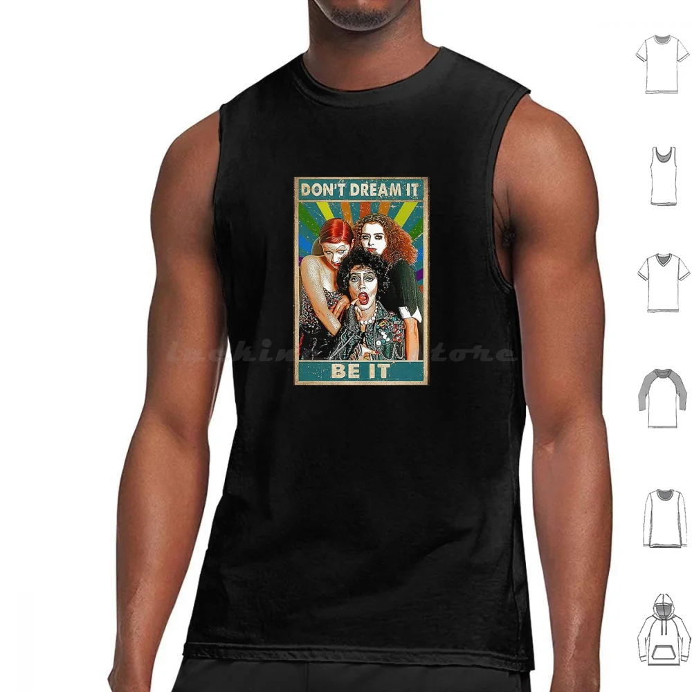 Camisetas sin mangas de terror, camisetas sin mangas con estampado de terror, The Horror Picture Show, musical de terror de Tim Curry, Frank N Furter